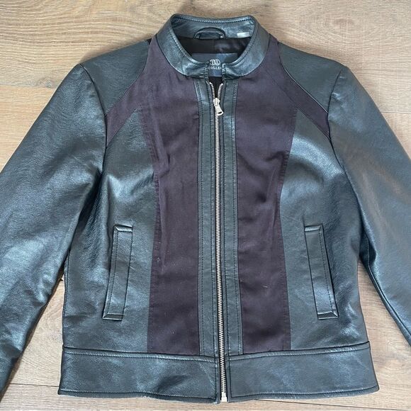 Tart Collections Vegan Leather Suede Moto Women's Jacket Black (Size M) - Picture 3 of 11